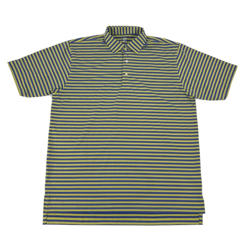 Turtleson Shirt Men's XL Blue Yellow Stripes‎ Tour Performance Golf Polo